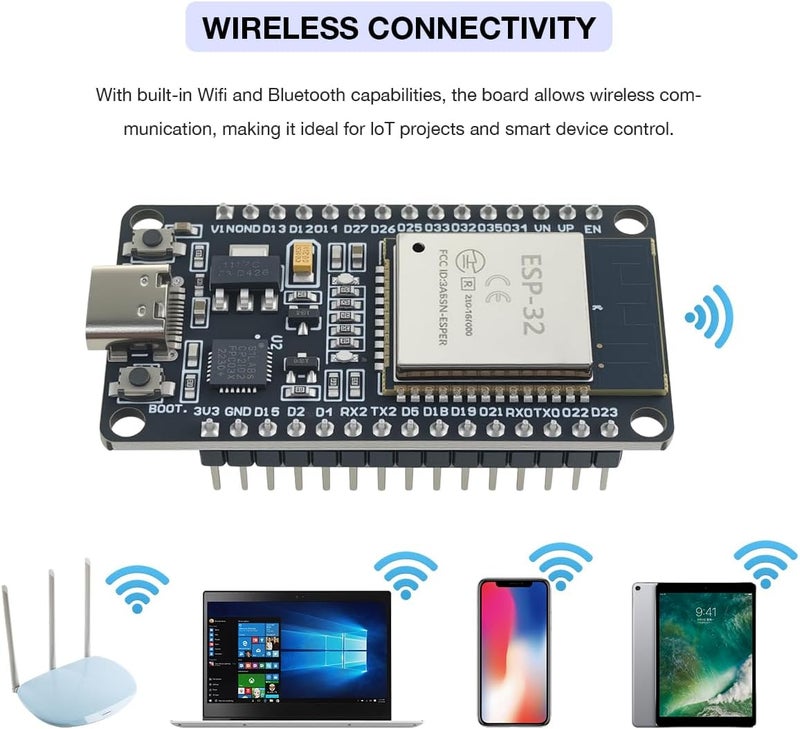Hosyond 3 حزمة لوحة تطوير ESP32 ESP-32S USB-C واي فاي بلوتوث معالج دقيق ثنائي النواة لـ Arduino IDE، يدعم AP/STA/AP+STA، شريحة CP2102 ESP-WROOM-32 - Image 3